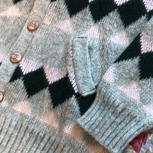 Vintage Cooper Cowl Neck Cardigan Wool Diamond Long Sleeve - Picture 4 of 6